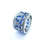 Wide Regal Marcasite and Royal Blue Enamel Band